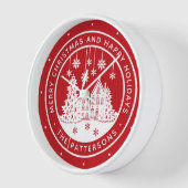 メリークリスマスハッピーホリデーズパーソナライズされた冬 壁時計 (傾斜)