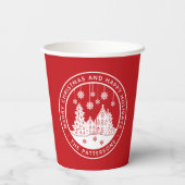 メリークリスマスハッピーホリデーズパーソナライズされた冬 紙コップ (裏面)