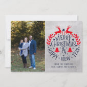 メリークリスマスハッピーホリデーズファミリーフォトカード シーズンカード (正面)