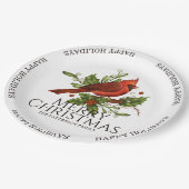 メリークリスマスハッピーホリデーズレッド（鳥）ショウジョウコウカンチョウホリー ペーパープレート (アングル)