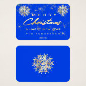 メリークリスマスハッピーホリデーネーム王室のブルー金ゴールド (正面&裏面)