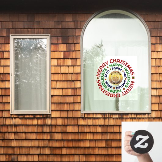 メリークリスマスハッピーホリデービジネスロゴカスタム ウィンドウサイン (ホームウィンドウ)