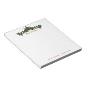 メリークリスマスハッピーホリデーホリーパーソナライズされた ノートパッド (アングル)