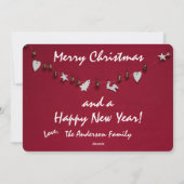 メリークリスマスハッピー新年家族写真カード シーズンカード (裏面)