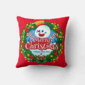 メリークリスマスハッピー雪だるまリース クッション (裏面)