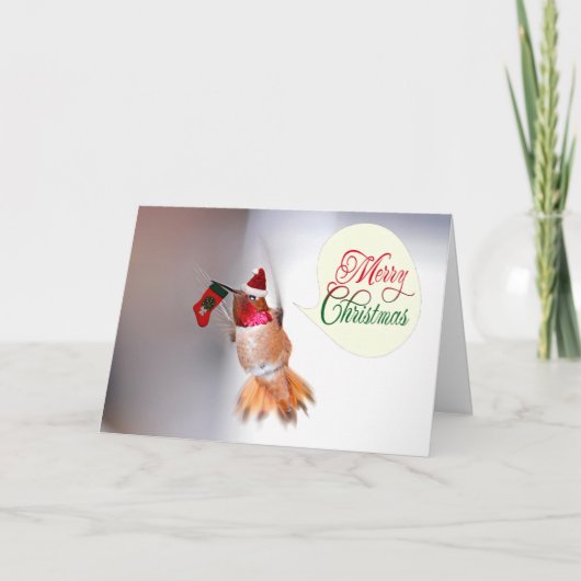 メリークリスマスハミングバードクリスマスストッキング シーズンカード (正面)