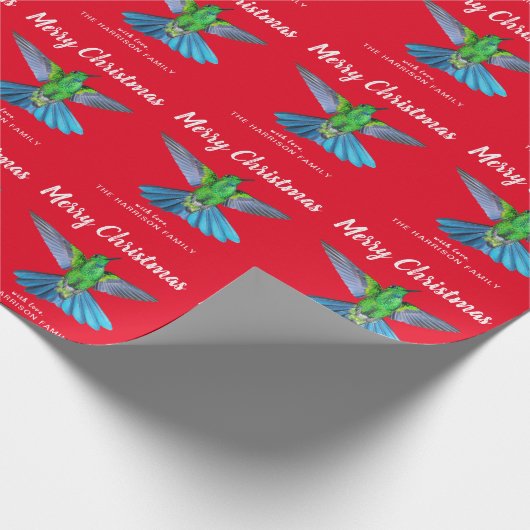 メリークリスマスハミングバードパーソナライズされた写真 ラッピングペーパー (角)