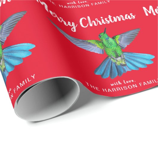 メリークリスマスハミングバードパーソナライズされた写真 ラッピングペーパー (ロールコーナー)
