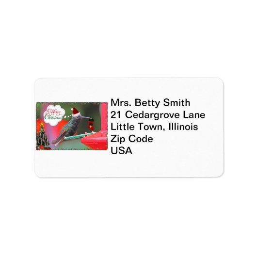 メリークリスマスハミングバード ラベル (正面)