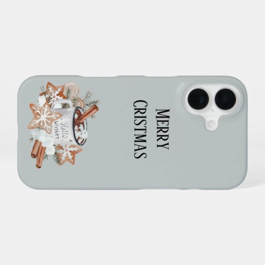 メリークリスマスハローウィンターiPhone 16スリムケース iPhone 16ケース (裏面横)