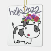 メリークリスマスハロー2022さよなら2021牛おもしろいさん セラミックオーナメント (左)