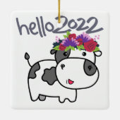 メリークリスマスハロー2022さよなら2021牛おもしろいさん セラミックオーナメント (裏面)