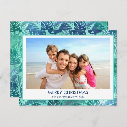 メリークリスマスハワイアン熱帯ビーチ写真 シーズンカード (正面/裏面)