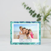 メリークリスマスハワイアン熱帯ビーチ写真 シーズンポストカード (スタンド正面)