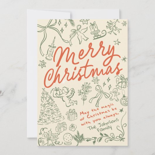 メリークリスマスハンドがクリスマスカードを引いた シーズンカード (正面)