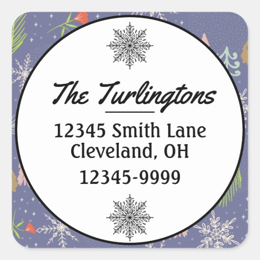 メリークリスマスハンドドロッドツリーズ差出人住所 スクエアシール (正面)