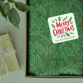 メリークリスマスハンドドロッドホリデーお洒落カスタム スクエアシール