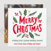 メリークリスマスハンドドローカスタムドの写真 シーズンカード (正面/裏面)