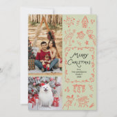 メリークリスマスハンドドロードアイコムレッド緑2写真 シーズンカード (正面)