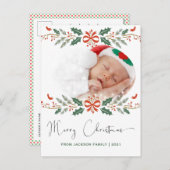 メリークリスマスハンドモダンレット写真 シーズンポストカード (正面/裏面)