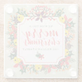 メリークリスマスハンドレタッド文字&リース ガラスコースター (裏面)