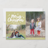 メリークリスマスハンドレタッド2フォトホリデー シーズンカード (正面)