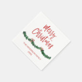 メリークリスマスハンドレタースクリプトクリスマス スタンダードカクテルナプキン (角)
