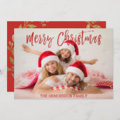 メリークリスマスハンドレタースクリプトフォトカード シーズンカード (正面/裏面)