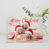 メリークリスマスハンドレタースクリプトフォトカード シーズンカード (スタンド正面)