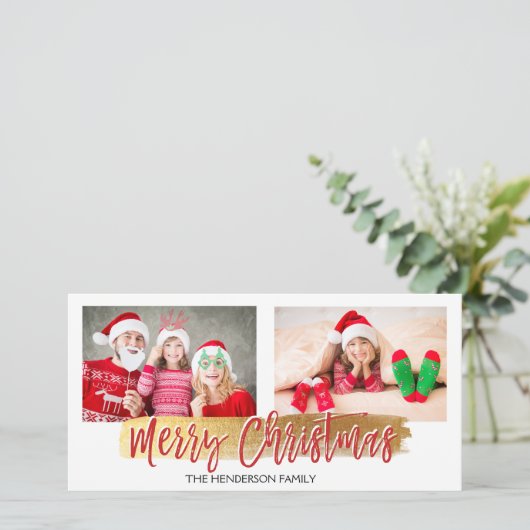 メリークリスマスハンドレタースクリプトフォトカード シーズンカード (スタンド正面)