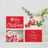 メリークリスマスハンドレタースクリプトフォトカード シーズンカード (スタンド正面)