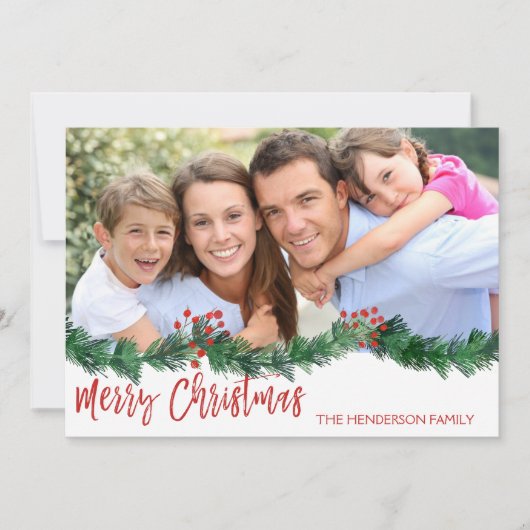 メリークリスマスハンドレタースクリプトフォトカード シーズンカード (正面)