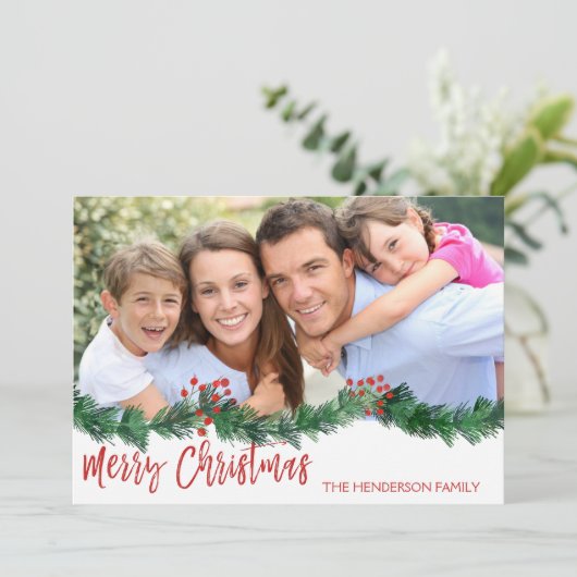 メリークリスマスハンドレタースクリプトフォトカード シーズンカード (スタンド正面)