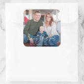 メリークリスマスハンドレタースクリプトフォトステッカー スクエアシール (バッグ)