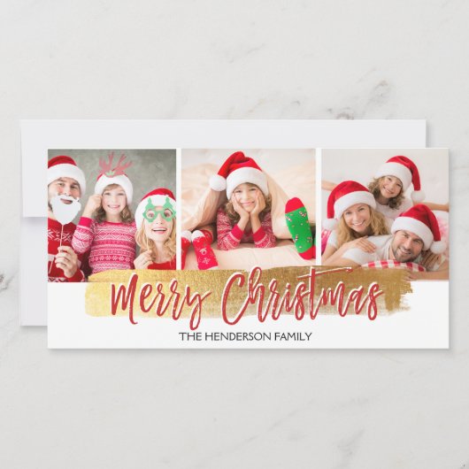 メリークリスマスハンドレタースクリプト3フォトカード シーズンカード (正面)