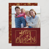 メリークリスマスハンドレターフラットフォトカード シーズンカード (正面/裏面)