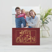 メリークリスマスハンドレターフラットフォトカード シーズンカード (スタンド正面)