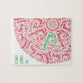 メリークリスマスハンドレターマンダラエレガントレッド ジグソーパズル (横)