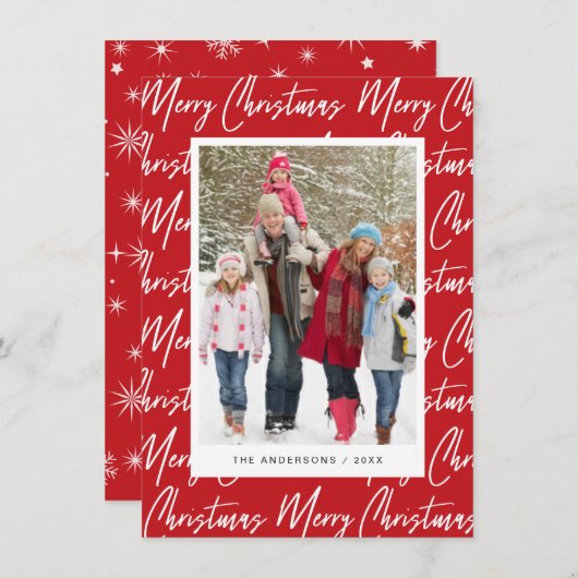 メリークリスマスハンドレター付き写真台本文字 シーズンカード (正面/裏面)