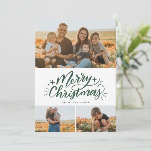 メリークリスマスハンドレット3枚フォトコラージュ シーズンカード (スタンド正面)