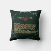 メリークリスマスハートスノーフレークグリーン クッション (裏面)