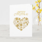 メリークリスマスハート カード (黄色い花)