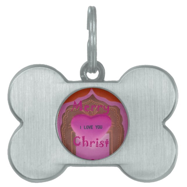 メリークリスマスハート ペットネームタグ (正面)