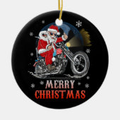 メリークリスマスバイクもしくは自転車に乗る人サンタオートバイファンクリスマスホ セラミックオーナメント (正面)