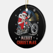 メリークリスマスバイクもしくは自転車に乗る人サンタオートバイファンクリスマスホ セラミックオーナメント (左)