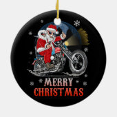 メリークリスマスバイクもしくは自転車に乗る人サンタオートバイファンクリスマスホ セラミックオーナメント (裏面)