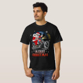 メリークリスマスバイクもしくは自転車に乗る人サンタオートバイファンクリスマスホ Tシャツ (正面フル)