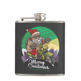 メリークリスマスバイクもしくは自転車に乗る人サンタ フラスク