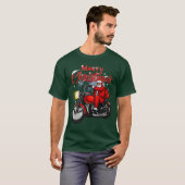 メリークリスマスバイクもしくは自転車に乗る人サンタ Tシャツ (正面フル)