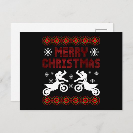 メリークリスマスバイクもしくは自転車に乗る人モトクロスオートバイギフト ポストカード (正面/裏面)